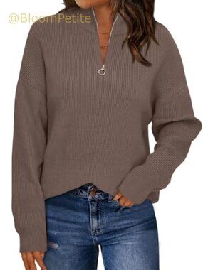 Oversized Quarter Zip Striped Fall Sweater